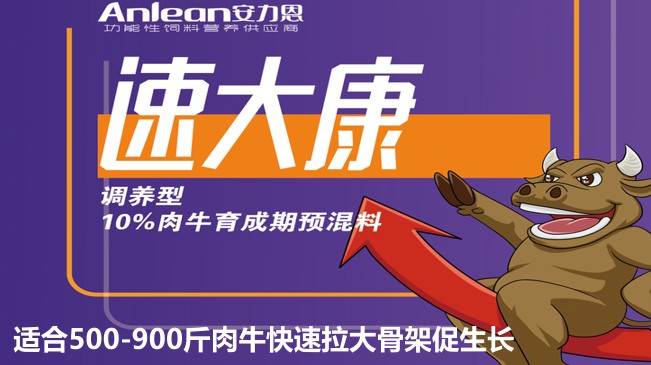 安力恩——速達(dá)康調(diào)養(yǎng)型10%肉牛育成期預(yù)混料-適合500-900斤肉牛快速拉大骨架促生長