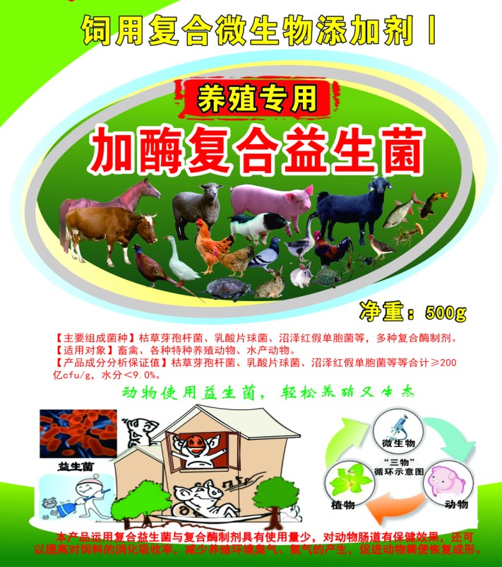 養(yǎng)殖專用加酶復(fù)合益生菌，養(yǎng)豬復(fù)合益生菌，養(yǎng)雞復(fù)合益生菌，鴨鵝養(yǎng)殖復(fù)合益生菌，牛羊養(yǎng)殖復(fù)合益生菌，特種動(dòng)物養(yǎng)殖復(fù)合益生菌，水產(chǎn)養(yǎng)殖復(fù)合益生菌