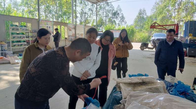 廣西家禽業(yè)協(xié)會(huì)韋鳳英會(huì)長在廣西助農(nóng)公司生態(tài)循環(huán)養(yǎng)殖基地發(fā)酵飼料生產(chǎn)區(qū)調(diào)研2.png